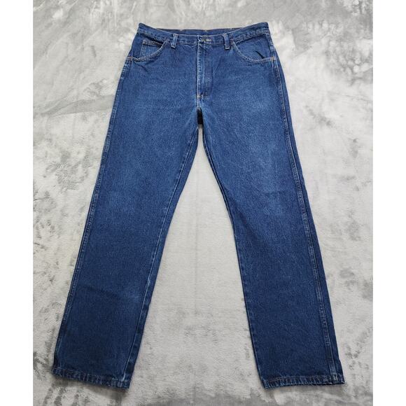Rustler Jeans Mens 38X34 Blue Regular Fit Straight Leg Heavyweight Denim 87631PW - Picture 1 of 10